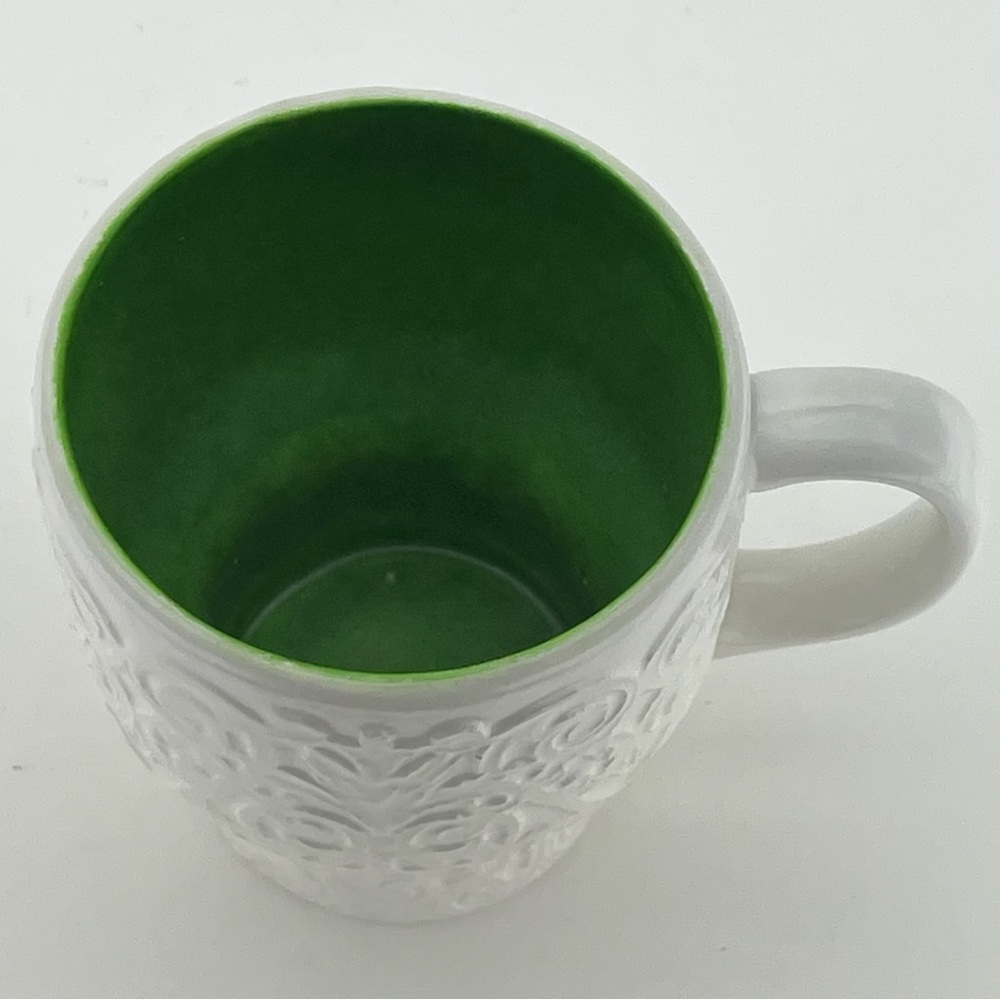 Vintage Holt Howard 1965 Mugs Set of 3 White Green Coffee Tea Filagree Ornate - Picture 5 of 11